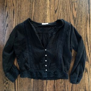 Love Shack Fancy Black Blouse